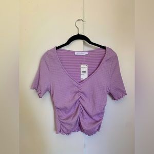 NWT All in Favor Ruched Lilac Top Size Medium